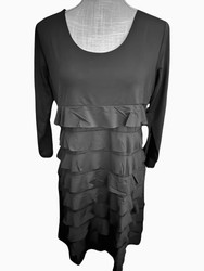 Dress, Cha Cha Ruffle 3/4 sleeve Coolant Fabric Black LuLu B 