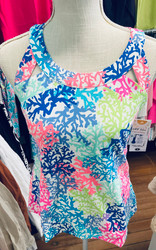 Top, MEDIUM LEFT Sleeveless Sexy Cut Out Coolant Fabric LuLu B 