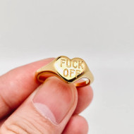 Ring, Fuck Off Gold Tone