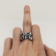 Ring, Fuck Off Bold Letters Stainless Steel