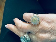 Ring, Sunflower Daisy Cubic Zirconia Adjustable 