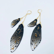Earring, Wing Black Two Wing Gradient Color