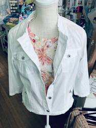 Jacket, Detailed Collar & Hem 2 Zip Pockets White