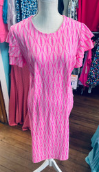 Dress, Short Sleeve Flutter Coolant Fabric LuLu B Pink Pattern