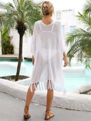 Poncho, Cover Up White Crocheted