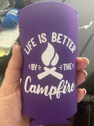 Can Koozie, Slim Can LifeIs Better Around The Campfire Purple