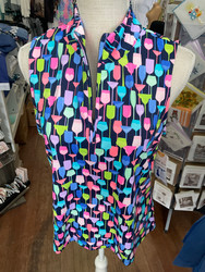 Top, Sleeveless 1/4 Zip Coolant Fabric SPF 50 Drinks