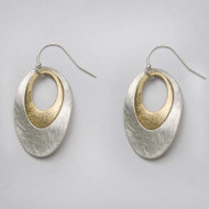 Earrings, Oval 2 Tone Brushed