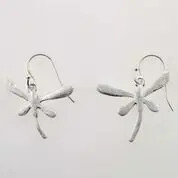 Earrings, Dragonflies Silver Tone