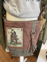 Purse, Crossbody Shoulder Canvas Cats & Books