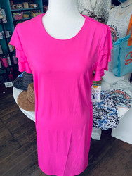 Dress,  XL & LARGE LEFT Short Sleeve Flutter Coolant Fabric SPF50 LuLu B Hot Pink