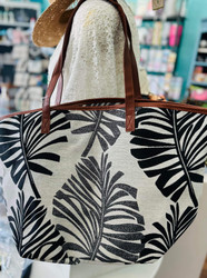 Purse, Tote Palm Leaves Black