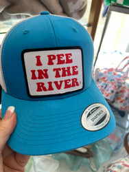 Baseball Trucker Cap,  I Pee In The River Snap Back Blue White