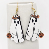 Earrings Ghost Head Wreath Pumpkin Halloween 