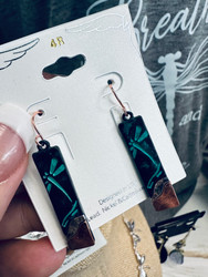 Earrings, Dragonfly Dangle Patina