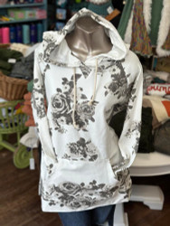 Hoodie, Side Slits Cream Black