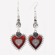 Earrings, Heart Gothic Dangle 