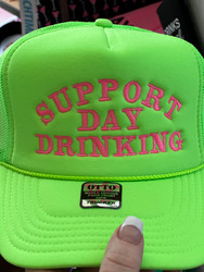 Cap, Baseball I Support Day Drinking Neon Green