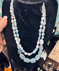 Necklace, Aquamarine Crystals Pearls 