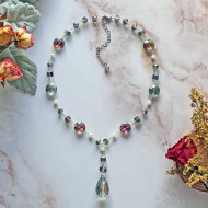 Necklace, Pearl Crystal Teardrop