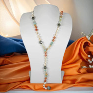 Necklace, Stone Knot white Turquoise Amazonite Labradolite