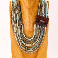 Necklace, Buckle Beads Turquoise Cream
