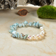 Bracelet, Pearl Larimar Stone Stretch
