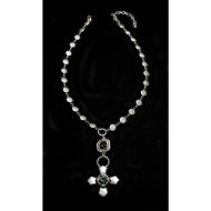 Necklace, Pewter Swarovski Crystal Cross Hypoallergenic 