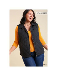 Vest, Quilted Black Zip Pockets