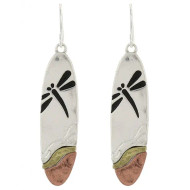 Earrings, Dragonfly Oval Tri Color