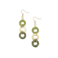 Earrings, Raffia Circles Olive