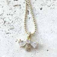 Necklace, Bee Crystal 16” Bridgerton Bee