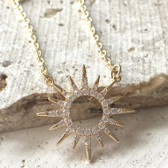 Necklace, Sun Burst Crystal 17”