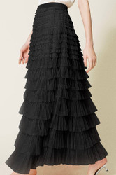 Skirt, Maxi Tulle Black Layered A-Line
