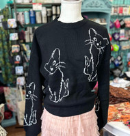 Sweater Cat Black Knit Double Sided Cats