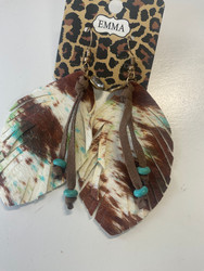 Earrings, Faux Leather Brown Blue
