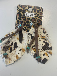 Earrings, Faux Leather Brown Mustard Gold 