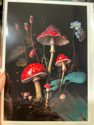 Card, Mushrooms Vintage Blank Inside