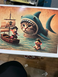 Card, Kitten Cat Shark Mouse Sharky Seas