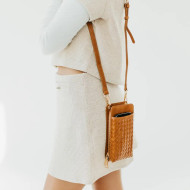 Purse, Phone Wallet Woven Brown Crossbody