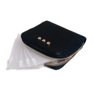 Organizer, Pouch Purse Travel Supplements Pills Jewelry Black Vegan Leatger