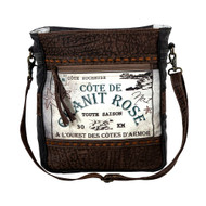 Purse, Myra Shoulder Crossbody Granit Rose Canvas Leather 