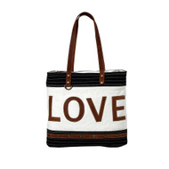 Purse, Myra Shoulder Tote Love Canvas Leather