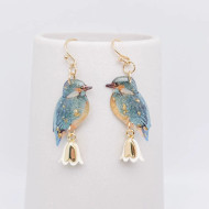 Earrings, Blue Bird Resin Dangle