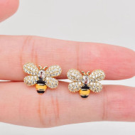 Earrings, Bee Post Studs  Rhinestones 