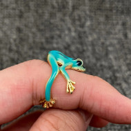 Ring, Tree Frog Enamel Blue