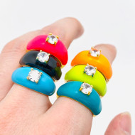 Ring, Enamel Zircon Crystal Black