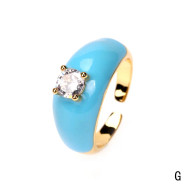 Ring, Enamel Zircon Crystal Blue
