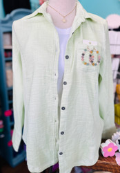 Shirt, Button Up Panels Green