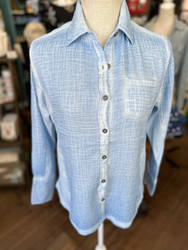 Shirt, Panels Baby Blue Button Up 